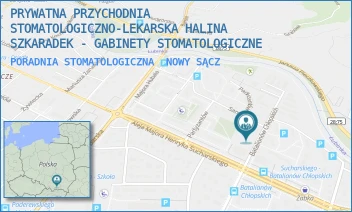 PORADNIA STOMATOLOGICZNA - PRYWATNA PRZYCHODNIA STOMATOLOGICZNO-LEKARSKA HALINA SZKARADEK - GABINETY STOMATOLOGICZNE - UL. BATALIONÓW CHOPSKICH 29,  NOWY SĄCZ