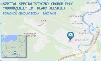 PORADNIA ONKOLOGICZNA - SZPITAL SPECJALISTYCZNY CHORÓB PŁUC "ODRODZENIE" IM. KLARY JELSKIEJ - UL. GŁADKIE 1,  ZAKOPANE
