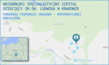 PORADNIA CHIRURGII URAZOWO - ORTOPEDYCZNEJ - WOJEWÓDZKI SPECJALISTYCZNY SZPITAL DZIECIĘCY IM.ŚW. LUDWIKA W KRAKOWIE - UL. PODLESIE 173/A,  RADZISZÓW
