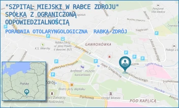 PORADNIA OTOLARYNGOLOGICZNA - "SZPITAL MIEJSKI W RABCE ZDROJU" SPÓŁKA Z OGRANICZONĄ ODPOWIEDZIALNOŚCIĄ - UL. PONIATOWSKIEGO 6,  RABKA-ZDRÓJ