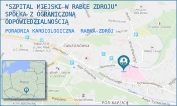 PORADNIA KARDIOLOGICZNA - "SZPITAL MIEJSKI W RABCE ZDROJU" SPÓŁKA Z OGRANICZONĄ ODPOWIEDZIALNOŚCIĄ - UL. SŁONECZNA 3,  RABKA-ZDRÓJ
