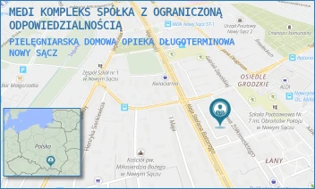 PIELĘGNIARSKA DOMOWA OPIEKA DŁUGOTERMINOWA - MEDI KOMPLEKS SPÓŁKA Z OGRANICZONĄ ODPOWIEDZIALNOŚCIĄ - UL. STANISŁAWA ŻÓŁKIEWSKIEGO 10,  NOWY SĄCZ