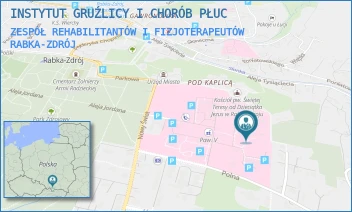 ZESPÓŁ REHABILITANTÓW I FIZJOTERAPEUTÓW - INSTYTUT GRUŹLICY I CHORÓB PŁUC - UL. PROFESORA RUDNIKA 3B,  RABKA-ZDRÓJ