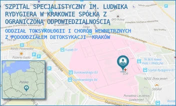 ODDZIAŁ TOKSYKOLOGII I CHORÓB WEWNĘTRZNYCH Z PODODDZIAŁEM DETOKSYKACJI - SZPITAL SPECJALISTYCZNY IM. LUDWIKA RYDYGIERA W KRAKOWIE SPÓŁKA Z OGRANICZONĄ ODPOWIEDZIALNOŚCIĄ - OSIEDLE ZŁOTEJ JESIENI 1,  KRAKÓW