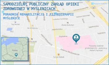 PORADNIA REHABILITACJI I FIZYKOTERAPII - SAMODZIELNY PUBLICZNY ZAKŁAD OPIEKI ZDROWOTNEJ W MYŚLENICACH - UL. UL. SZPITALNA 2,  MYŚLENICE
