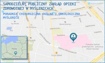 PORADNIA CHIRURGICZNA OGÓLNA I ONKOLOGICZNA - SAMODZIELNY PUBLICZNY ZAKŁAD OPIEKI ZDROWOTNEJ W MYŚLENICACH - UL. UL. SZPITALNA 2,  MYŚLENICE