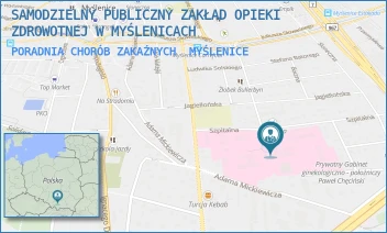 PORADNIA CHORÓB ZAKAŹNYCH - SAMODZIELNY PUBLICZNY ZAKŁAD OPIEKI ZDROWOTNEJ W MYŚLENICACH - UL. UL. SZPITALNA 2,  MYŚLENICE