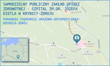 PORADNIA CHIRURGII URAZOWO-ORTOPEDYCZNEJ - SAMODZIELNY PUBLICZNY ZAKŁAD OPIEKI ZDROWOTNEJ - SZPITAL IM.DR. JÓZEFA DIETLA W KRYNICY-ZDROJU - UL. JÓZEFA IGNACEGO KRASZEWSKIEGO 142,  KRYNICA-ZDRÓJ