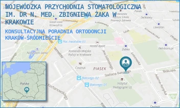 KONSULTACYJNA PORADNIA ORTODONCJI - WOJEWÓDZKA PRZYCHODNIA STOMATOLOGICZNA IM. DR N. MED. ZBIGNIEWA ŻAKA W KRAKOWIE - UL. BATOREGO 3,  KRAKÓW-ŚRÓDMIEŚCIE