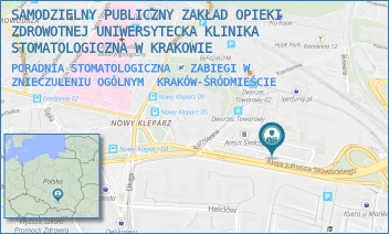 PORADNIA STOMATOLOGICZNA - ZABIEGI W ZNIECZULENIU OGÓLNYM - SAMODZIELNY PUBLICZNY ZAKŁAD OPIEKI ZDROWOTNEJ UNIWERSYTECKA KLINIKA STOMATOLOGICZNA W KRAKOWIE - UL. MONTELUPICH 4,  KRAKÓW-ŚRÓDMIEŚCIE