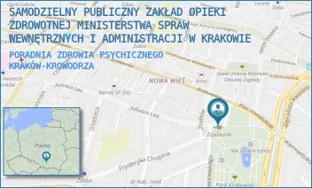 PORADNIA ZDROWIA PSYCHICZNEGO - SAMODZIELNY PUBLICZNY ZAKŁAD OPIEKI ZDROWOTNEJ MINISTERSTWA SPRAW WEWNĘTRZNYCH I ADMINISTRACJI W KRAKOWIE - PL.INWALIDÓW 3,  KRAKÓW-KROWODRZA