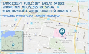 PORADNIA PROTETYCZNA - SAMODZIELNY PUBLICZNY ZAKŁAD OPIEKI ZDROWOTNEJ MINISTERSTWA SPRAW WEWNĘTRZNYCH I ADMINISTRACJI W KRAKOWIE - UL. KRONIKARZA GALLA 25,  KRAKÓW-KROWODRZA