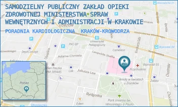 PORADNIA KARDIOLOGICZNA - SAMODZIELNY PUBLICZNY ZAKŁAD OPIEKI ZDROWOTNEJ MINISTERSTWA SPRAW WEWNĘTRZNYCH I ADMINISTRACJI W KRAKOWIE - UL. KRONIKARZA GALLA 25,  KRAKÓW-KROWODRZA