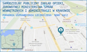 PORADNIA USPRAWNIENIA LECZNICZEGO - SAMODZIELNY PUBLICZNY ZAKŁAD OPIEKI ZDROWOTNEJ MINISTERSTWA SPRAW WEWNĘTRZNYCH I ADMINISTRACJI W KRAKOWIE - UL. STANISŁAWA ŻÓŁKIEWSKIEGO 11,  NOWY SĄCZ
