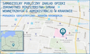 PORADNIA GERIATRYCZNA - SAMODZIELNY PUBLICZNY ZAKŁAD OPIEKI ZDROWOTNEJ MINISTERSTWA SPRAW WEWNĘTRZNYCH I ADMINISTRACJI W KRAKOWIE - UL. KRONIKARZA GALLA 25,  KRAKÓW-KROWODRZA