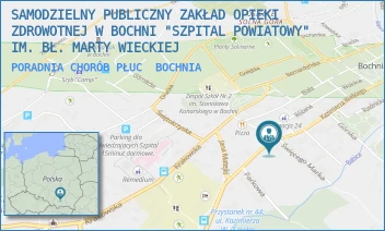 PORADNIA CHORÓB PŁUC - SAMODZIELNY PUBLICZNY ZAKŁAD OPIEKI ZDROWOTNEJ W BOCHNI "SZPITAL POWIATOWY" IM. BŁ. MARTY WIECKIEJ - UL. KAZIMIERZA WIELKIEGO 38,  BOCHNIA