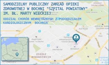 ODDZIAŁ CHORÓB WEWNĘTRZNYCH Z PODODDZIAŁEM KARDIOLOGICZNYM - SAMODZIELNY PUBLICZNY ZAKŁAD OPIEKI ZDROWOTNEJ W BOCHNI "SZPITAL POWIATOWY" IM. BŁ. MARTY WIECKIEJ - UL. KRAKOWSKA 31,  BOCHNIA