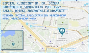 DZIENNY ODDZIAŁ PSYCHIATRYCZNY KRAKÓW-NOWA HUTA - SZPITAL KLINICZNY IM. DR. JÓZEFA BABIŃSKIEGO SAMODZIELNY PUBLICZNY ZAKŁAD OPIEKI ZDROWOTNEJ W KRAKOWIE - OS. CENTRUM B 11,  KRAKÓW-NOWA HUTA