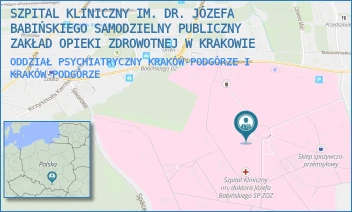 ODDZIAŁ PSYCHIATRYCZNY KRAKÓW-PODGÓRZE I - SZPITAL KLINICZNY IM. DR. JÓZEFA BABIŃSKIEGO SAMODZIELNY PUBLICZNY ZAKŁAD OPIEKI ZDROWOTNEJ W KRAKOWIE - BABIŃSKIEGO 29,  KRAKÓW-PODGÓRZE