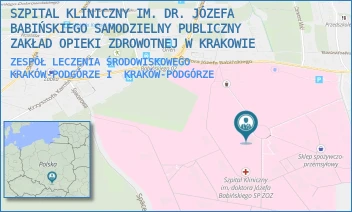ZESPÓŁ LECZENIA ŚRODOWISKOWEGO KRAKÓW-PODGÓRZE I - SZPITAL KLINICZNY IM. DR. JÓZEFA BABIŃSKIEGO SAMODZIELNY PUBLICZNY ZAKŁAD OPIEKI ZDROWOTNEJ W KRAKOWIE - BABIŃSKIEGO 29,  KRAKÓW-PODGÓRZE