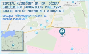 ODDZIAŁ PSYCHOGERIATRYCZNY II - SZPITAL KLINICZNY IM. DR. JÓZEFA BABIŃSKIEGO SAMODZIELNY PUBLICZNY ZAKŁAD OPIEKI ZDROWOTNEJ W KRAKOWIE - UL. DR. JÓZEFA BABIŃSKIEGO 29,  KRAKÓW-PODGÓRZE