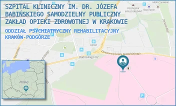 ODDZIAŁ PSYCHIATRYCZNY REHABILITACYJNY - SZPITAL KLINICZNY IM. DR. JÓZEFA BABIŃSKIEGO SAMODZIELNY PUBLICZNY ZAKŁAD OPIEKI ZDROWOTNEJ W KRAKOWIE - UL. DR. JÓZEFA BABIŃSKIEGO 29,  KRAKÓW-PODGÓRZE