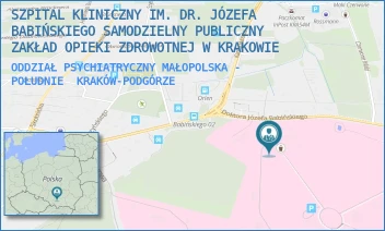 ODDZIAŁ PSYCHIATRYCZNY MAŁOPOLSKA - POŁUDNIE - SZPITAL KLINICZNY IM. DR. JÓZEFA BABIŃSKIEGO SAMODZIELNY PUBLICZNY ZAKŁAD OPIEKI ZDROWOTNEJ W KRAKOWIE - UL. DR. JÓZEFA BABIŃSKIEGO 29,  KRAKÓW-PODGÓRZE