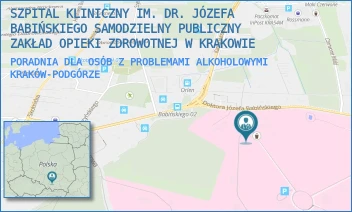 PORADNIA DLA OSÓB Z PROBLEMAMI ALKOHOLOWYMI - SZPITAL KLINICZNY IM. DR. JÓZEFA BABIŃSKIEGO SAMODZIELNY PUBLICZNY ZAKŁAD OPIEKI ZDROWOTNEJ W KRAKOWIE - UL. DR. JÓZEFA BABIŃSKIEGO 29,  KRAKÓW-PODGÓRZE