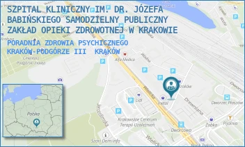 PORADNIA ZDROWIA PSYCHICZNEGO KRAKÓW-PODGÓRZE III - SZPITAL KLINICZNY IM. DR. JÓZEFA BABIŃSKIEGO SAMODZIELNY PUBLICZNY ZAKŁAD OPIEKI ZDROWOTNEJ W KRAKOWIE - UL. WODNA 2C,  KRAKÓW