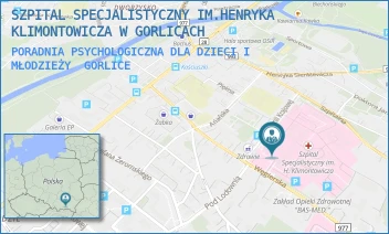 PORADNIA PSYCHOLOGICZNA DLA DZIECI I MŁODZIEŻY - SZPITAL SPECJALISTYCZNY IM.HENRYKA KLIMONTOWICZA W GORLICACH - UL. WĘGIERSKA 21,  GORLICE