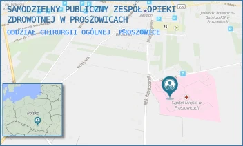 ODDZIAŁ CHIRURGII OGÓLNEJ - SZPITAL IM. OJCA RAFAŁA Z PROSZOWIC SAMODZIELNY PUBLICZNY ZESPÓŁ OPIEKI ZDROWOTNEJ W PROSZOWICACH - KOPERNIKA 13,  PROSZOWICE