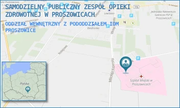 ODDZIAŁ WEWNĘTRZNY Z PODODDZIAŁEM IOM - SZPITAL IM. OJCA RAFAŁA Z PROSZOWIC SAMODZIELNY PUBLICZNY ZESPÓŁ OPIEKI ZDROWOTNEJ W PROSZOWICACH - UL. MIKOŁAJA KOPERNIKA 13,  PROSZOWICE
