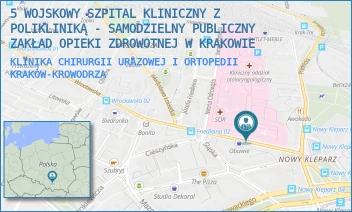 KLINIKA CHIRURGII URAZOWEJ I ORTOPEDII - 5 WOJSKOWY SZPITAL KLINICZNY Z POLIKLINIKĄ - SAMODZIELNY PUBLICZNY ZAKŁAD OPIEKI ZDROWOTNEJ W KRAKOWIE - UL. WROCŁAWSKA 1-3,  KRAKÓW-KROWODRZA