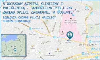 PORADNIA CHORÓB PŁUC I GRUŹLICY - 5 WOJSKOWY SZPITAL KLINICZNY Z POLIKLINIKĄ - SAMODZIELNY PUBLICZNY ZAKŁAD OPIEKI ZDROWOTNEJ W KRAKOWIE - UL. WROCŁAWSKA 1-3,  KRAKÓW-KROWODRZA