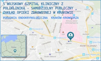 PORADNIA ENDOKRYNOLOGICZNA - 5 WOJSKOWY SZPITAL KLINICZNY Z POLIKLINIKĄ - SAMODZIELNY PUBLICZNY ZAKŁAD OPIEKI ZDROWOTNEJ W KRAKOWIE - UL. WROCŁAWSKA 1-3,  KRAKÓW-KROWODRZA