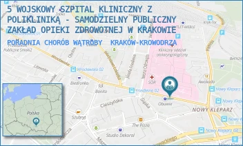 PORADNIA CHORÓB WĄTROBY - 5 WOJSKOWY SZPITAL KLINICZNY Z POLIKLINIKĄ - SAMODZIELNY PUBLICZNY ZAKŁAD OPIEKI ZDROWOTNEJ W KRAKOWIE - UL. WROCŁAWSKA 1-3,  KRAKÓW-KROWODRZA
