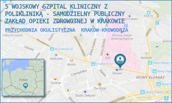 PRZYCHODNIA OKULISTYCZNA - 5 WOJSKOWY SZPITAL KLINICZNY Z POLIKLINIKĄ - SAMODZIELNY PUBLICZNY ZAKŁAD OPIEKI ZDROWOTNEJ W KRAKOWIE - UL. WROCŁAWSKA 1-3,  KRAKÓW-KROWODRZA