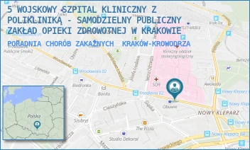 PORADNIA CHORÓB ZAKAŹNYCH - 5 WOJSKOWY SZPITAL KLINICZNY Z POLIKLINIKĄ - SAMODZIELNY PUBLICZNY ZAKŁAD OPIEKI ZDROWOTNEJ W KRAKOWIE - UL. WROCŁAWSKA 1-3,  KRAKÓW-KROWODRZA