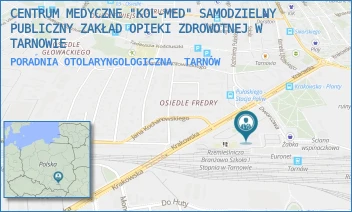 PORADNIA OTOLARYNGOLOGICZNA - CENTRUM MEDYCZNE "KOL-MED" SAMODZIELNY PUBLICZNY ZAKŁAD OPIEKI ZDROWOTNEJ W TARNOWIE - UL. PL. DWORCOWY 6,  TARNÓW