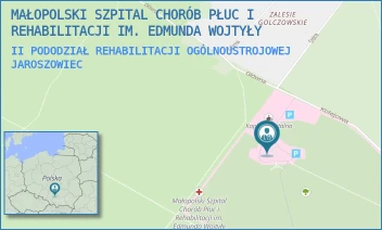 II PODODZIAŁ REHABILITACJI OGÓLNOUSTROJOWEJ - MAŁOPOLSKI SZPITAL CHORÓB PŁUC I REHABILITACJI IM. EDMUNDA WOJTYŁY - UL. KOLEJOWA 1A,  JAROSZOWIEC