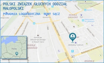 PORADNIA LOGOPEDYCZNA - POLSKI ZWIĄZEK GŁUCHYCH ODDZIAŁ MAŁOPOLSKI - UL. STANISŁAWA ŻÓŁKIEWSKIEGO 23,  NOWY SĄCZ