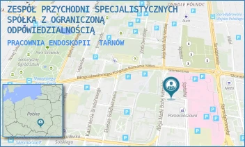 PRACOWNIA ENDOSKOPII - ZESPÓŁ PRZYCHODNI SPECJALISTYCZNYCH SPÓŁKA Z OGRANICZONĄ ODPOWIEDZIALNOŚCIĄ - UL. MARII SKŁODOWSKIEJ-CURIE 1,  TARNÓW