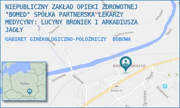 GABINET GINEKOLOGICZNO-POLOŻNICZY - NIEPUBLICZNY ZAKŁAD OPIEKI ZDROWOTNEJ "BOMED" SPÓŁKA PARTNERSKA LEKARZY MEDYCYNY: LUCYNY BRONIEK I ARKADIUSZA JAGŁY - UL. ŚW. ZOFII 4,  BOBOWA