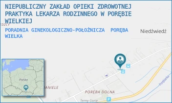 PORADNIA GINEKOLOGICZNO-POŁOŻNICZA - NIEPUBLICZNY ZAKŁAD OPIEKI ZDROWOTNEJ PRAKTYKA LEKARZA RODZINNEGO W PORĘBIE WIELKIEJ - UL. PORĘBA WIELKA 278,  PORĘBA WIELKA
