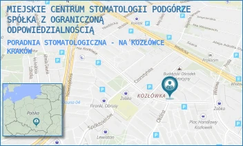 PORADNIA STOMATOLOGICZNA - NA KOZŁÓWCE - MIEJSKIE CENTRUM STOMATOLOGII PODGÓRZE SPÓŁKA Z OGRANICZONĄ ODPOWIEDZIALNOŚCIĄ - UL. NA KOZŁÓWCE 29,  KRAKÓW