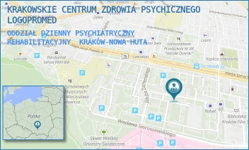 ODDZIAŁ DZIENNY PSYCHIATRYCZNY REHABILITACYJNY - KRAKOWSKIE CENTRUM ZDROWIA PSYCHICZNEGO LOGOPROMED - UL. UL. CERCHÓW 5,  KRAKÓW-NOWA HUTA