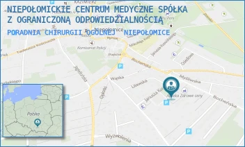PORADNIA CHIRURGII OGÓLNEJ - NIEPOŁOMICKIE CENTRUM MEDYCZNE SPÓŁKA Z OGRANICZONĄ ODPOWIEDZIALNOŚCIĄ - UL. JANUSZA KORCZAKA 1,  NIEPOŁOMICE