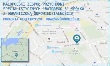 PORADNIA GERIATRYCZNA - MAŁOPOLSKI ZESPÓŁ PRZYCHODNI SPECJALISTYCZNYCH "BATOREGO 3" SPÓŁKA Z OGRANICZONĄ ODPOWIEDZIALNOŚCIĄ - UL. BATOREGO 3,  KRAKÓW-ŚRÓDMIEŚCIE
