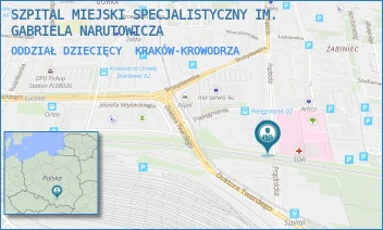ODDZIAŁ DZIECIĘCY - SZPITAL MIEJSKI SPECJALISTYCZNY IM. GABRIELA NARUTOWICZA - UL. PRĄDNICKA 35-37,  KRAKÓW-KROWODRZA