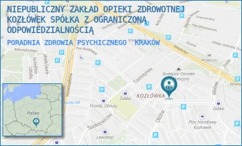 PORADNIA ZDROWIA PSYCHICZNEGO - NIEPUBLICZNY ZAKŁAD OPIEKI ZDROWOTNEJ KOZŁÓWEK SPÓŁKA Z OGRANICZONĄ ODPOWIEDZIALNOŚCIĄ - UL. NA KOZŁOWCE 29,  KRAKÓW